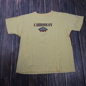 Princess Cruises Caribbean Embroidered Shirt Mens M Yellow Travel Cruise Tee